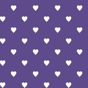 White Hearts on Ultra Violet Purple