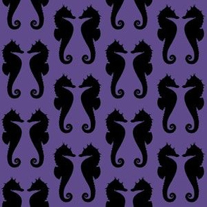 Black Seahorses on Ultra Violet Purple