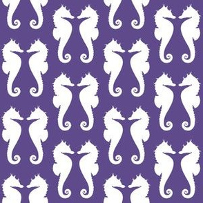 White Seahorses on Ultra Violet Purple