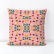 kilim triangle pink background