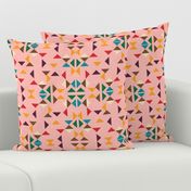 kilim triangle pink background