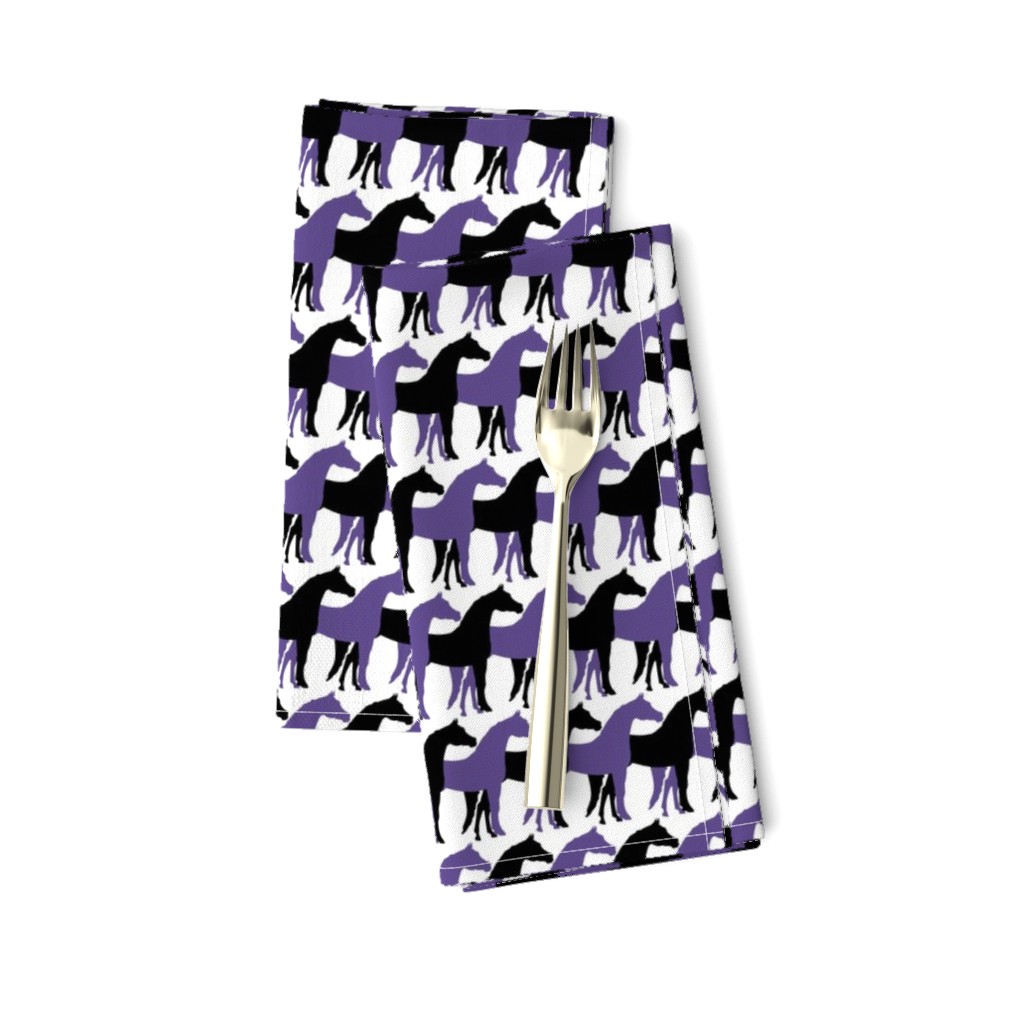 Two Inch Black and Ultra Violet Purple Overlapping Horses on White