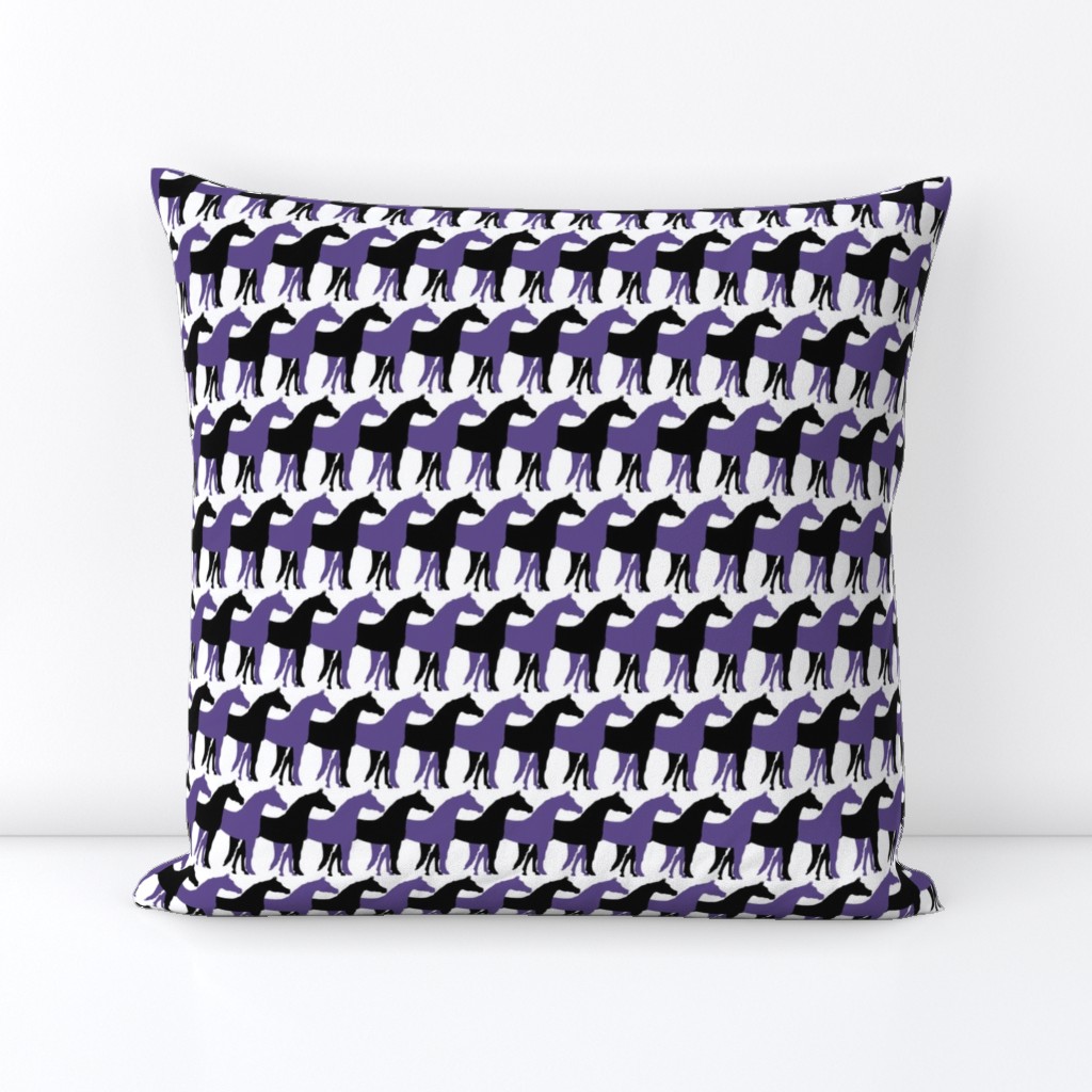 Two Inch Black and Ultra Violet Purple Overlapping Horses on White