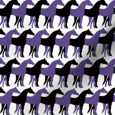 Two Inch Black and Ultra Violet Purple Overlapping Horses on White