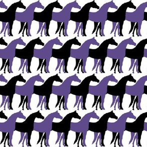 Two Inch Black and Ultra Violet Purple Overlapping Horses on White