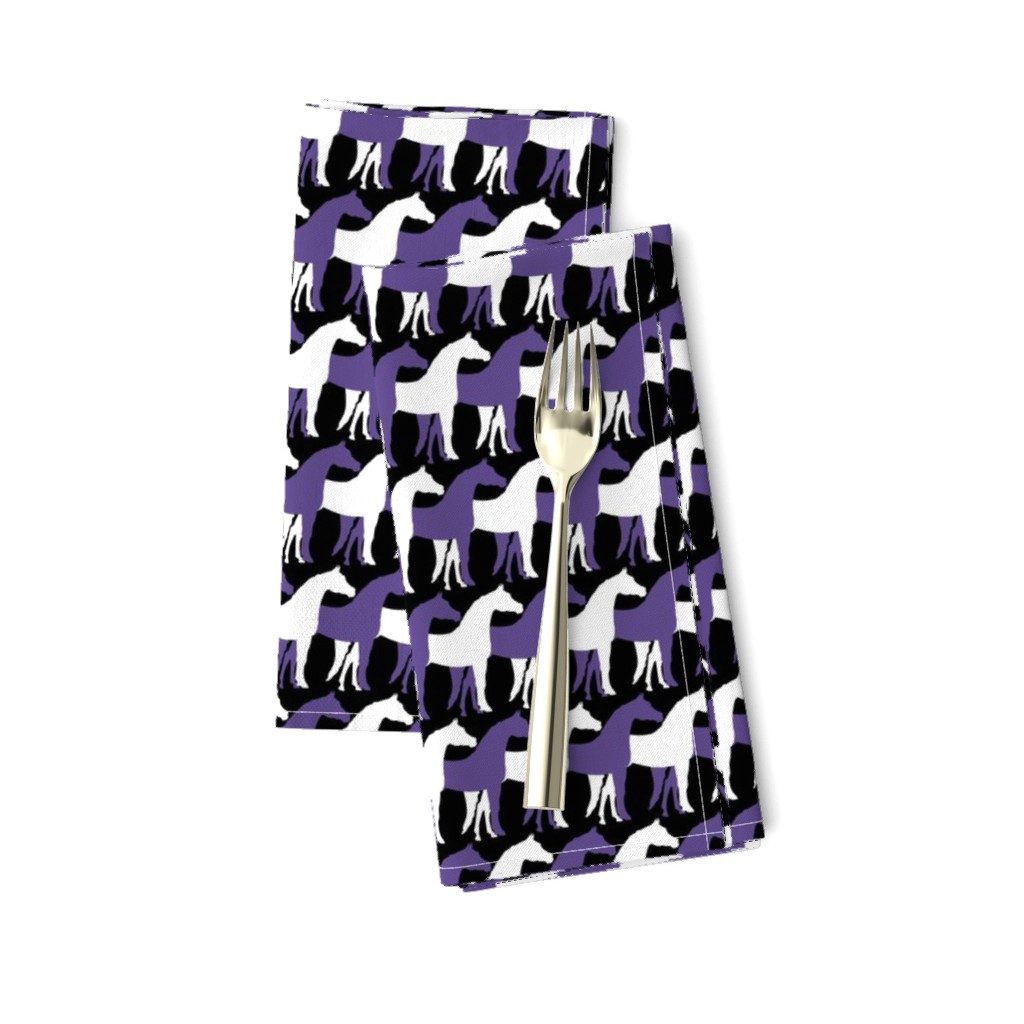 Two Inch White and Ultra Violet Purple Overlapping Horses on Black