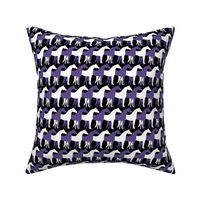 Two Inch White and Ultra Violet Purple Overlapping Horses on Black