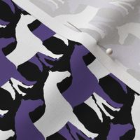 Two Inch White and Ultra Violet Purple Overlapping Horses on Black