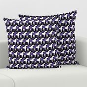 Two Inch White and Ultra Violet Purple Overlapping Horses on Black