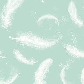 Boho mint and white pastel feathers for gender neutral nursery decor