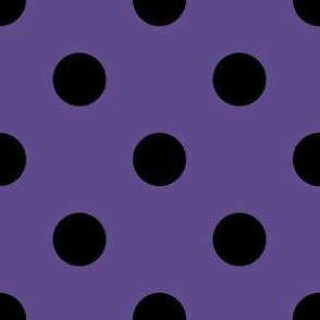 One Inch Black Polka Dots on Ultra Violet Purple