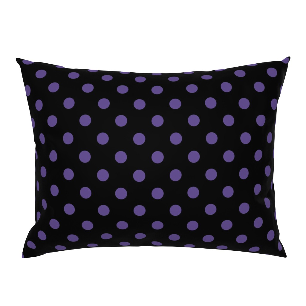 One Inch Ultra Violet Purple Polka Dots on Black