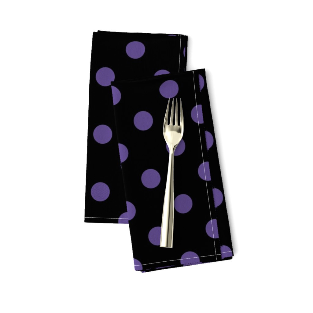 One Inch Ultra Violet Purple Polka Dots on Black