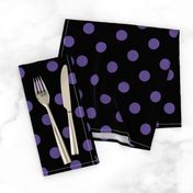 One Inch Ultra Violet Purple Polka Dots on Black