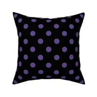 One Inch Ultra Violet Purple Polka Dots on Black