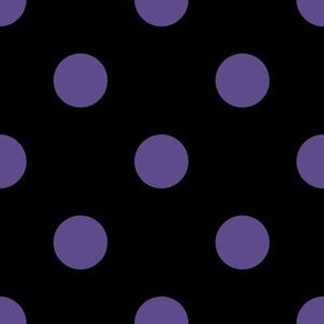 One Inch Ultra Violet Purple Polka Dots on Black