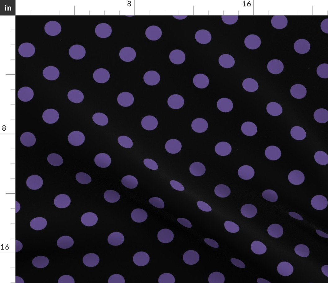 One Inch Ultra Violet Purple Polka Dots on Black