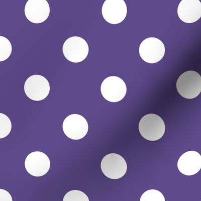 One Inch White Polka Dots on Ultra Violet Purple