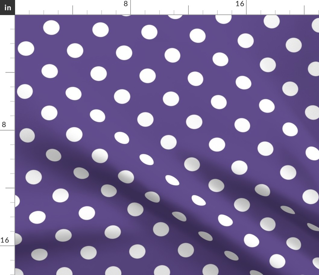 One Inch White Polka Dots on Ultra Violet Purple