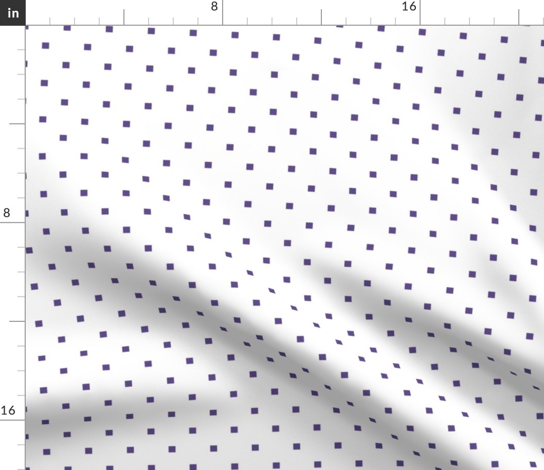 Ultra Violet Purple Square Polka Dots on White