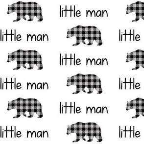 Little Man Bear - Black + Grey Plaid