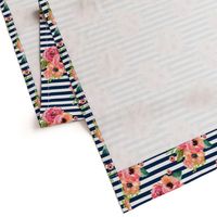 8" Floral Polka Navy Stripes