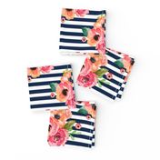 8" Floral Polka Navy Stripes