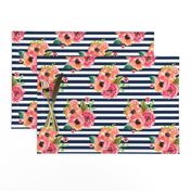 8" Floral Polka Navy Stripes