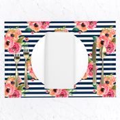 8" Floral Polka Navy Stripes