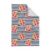 8" Floral Polka Navy Stripes