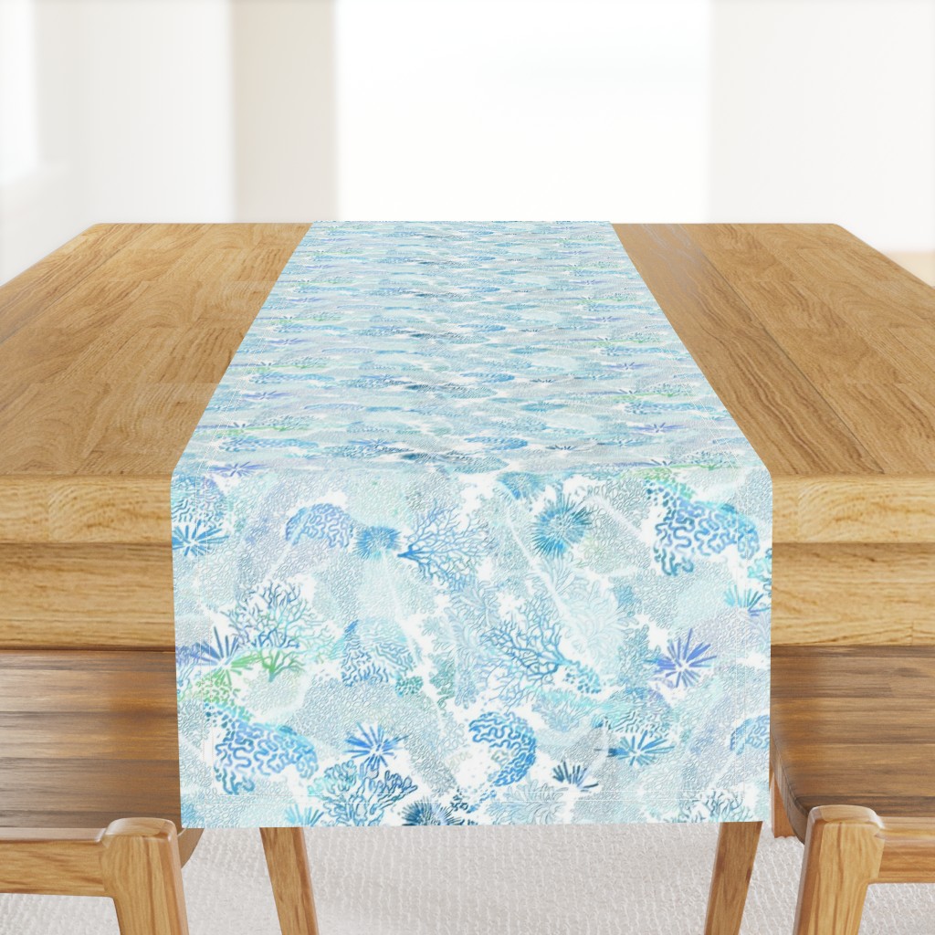 Coral Garden II Blue on White 12inL