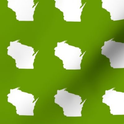 mini Wisconsin silhouette - 3" white on green