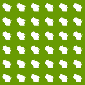 mini Wisconsin silhouette - 3" white on green