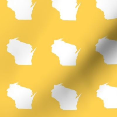 mini Wisconsin silhouette - 3" white on gold