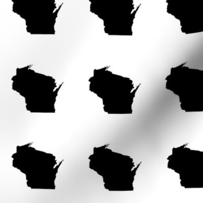 mini Wisconsin silhouette - 3" black on white