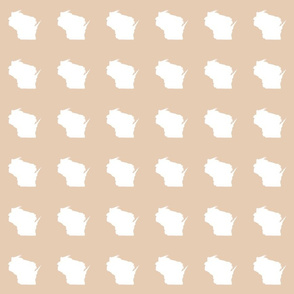 mini Wisconsin silhouette - 3" white on driftwood tan