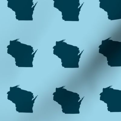 mini Wisconsin silhouette - 3" navy on light blue