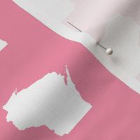 mini Wisconsin silhouette - 3" white on pink