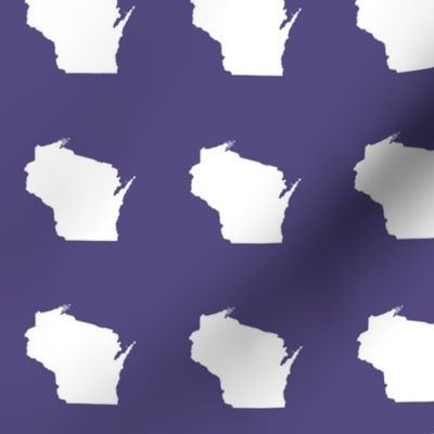 mini Wisconsin silhouette - 3" white on purple