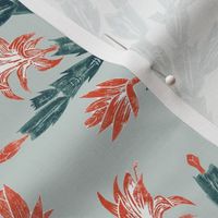 Christmas cactus damask -  red, navy and slate