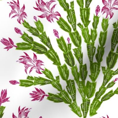  Christmas cactus damask - hiking cranberry, lavender and green