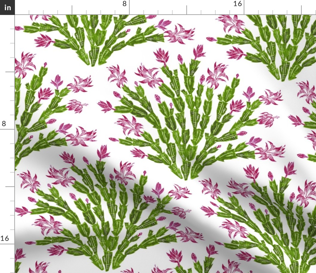  Christmas cactus damask - hiking cranberry, lavender and green