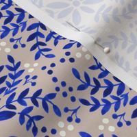 Floral motif-taupe _ blue