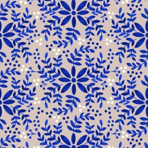 Floral motif-taupe _ blue