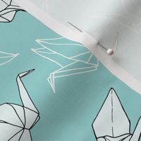 Origami Cranes in Seafoam (original)