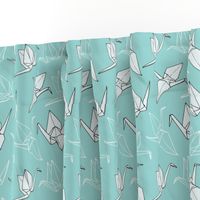 Origami Cranes in Seafoam (original)