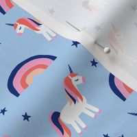 (small scale) unicorn dreams on blue 