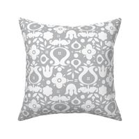 White Scandi flowers on Grey Large