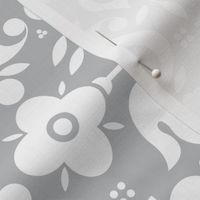 White Scandi flowers on Grey Large