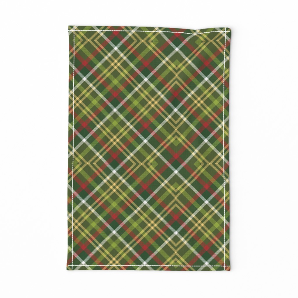 (small-scale) Green Diagonal Tartan // Christmas Plaid Collection